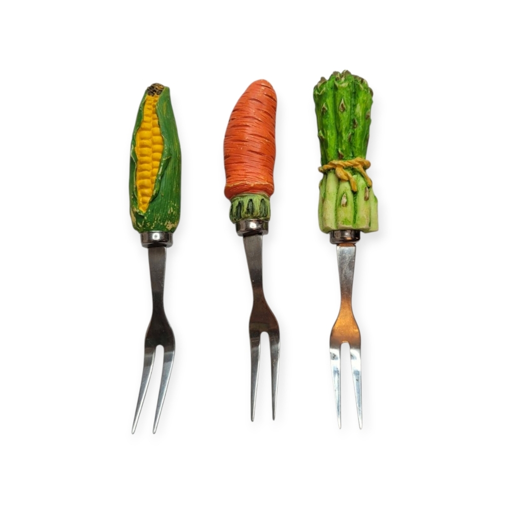 Vintage Vegetable Theme Appetizer Fork Set